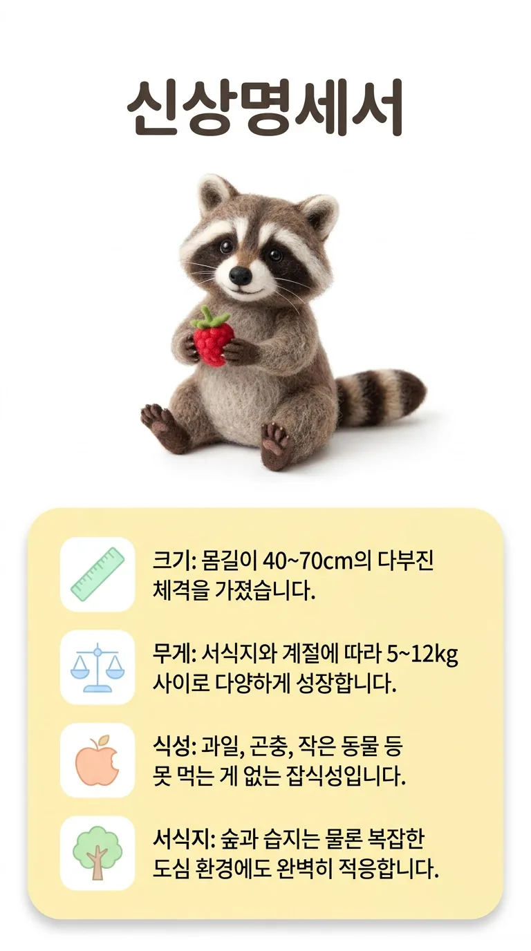 신상명세서 — 크기 / 무게 / 식성 / 서식지