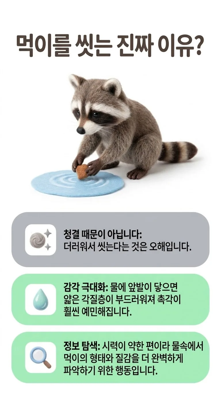 먹이를 씻는 진짜 이유? — 청결 때문이 아닙니다 / 감각 극대화 / 정보 탐색