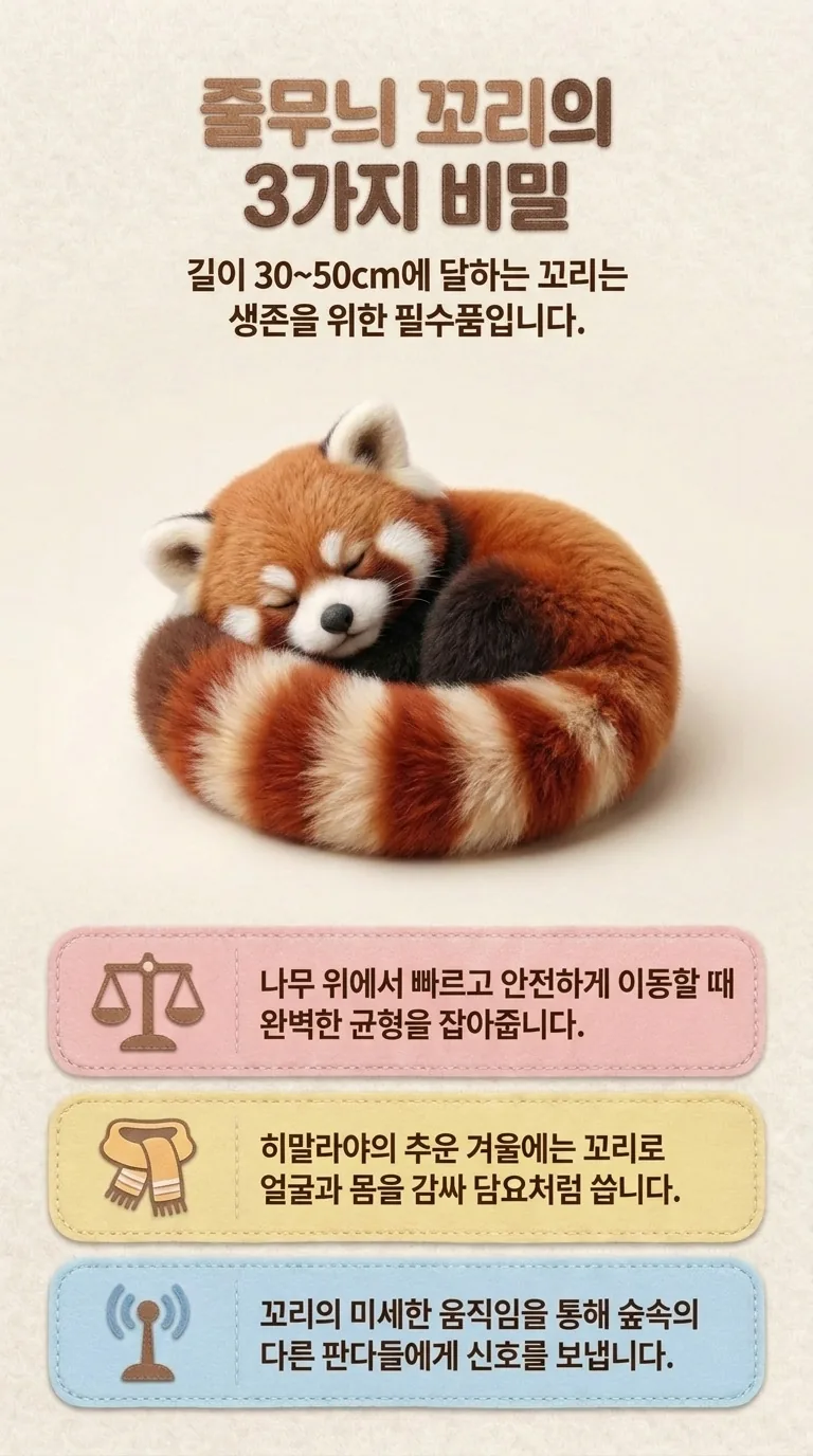 줄무늬 꼬리의 3가지 비밀 — 길이 30 ~ 50cm에 달하는 꼬리는 생존을 위한 필수품입니다.