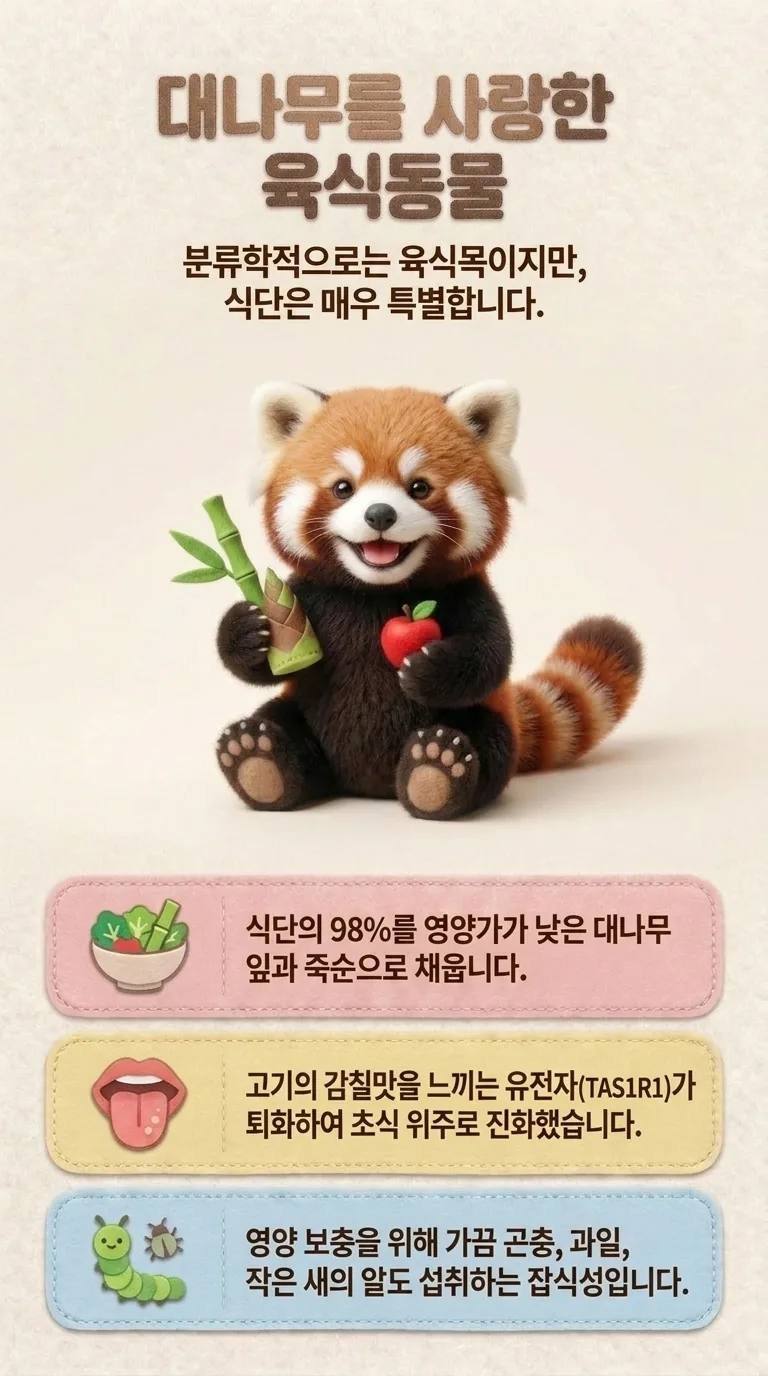 대나무를 사랑한 육식동물 — 분류학적으로는 육식목이지만, 식단은 매우 특별합니다.