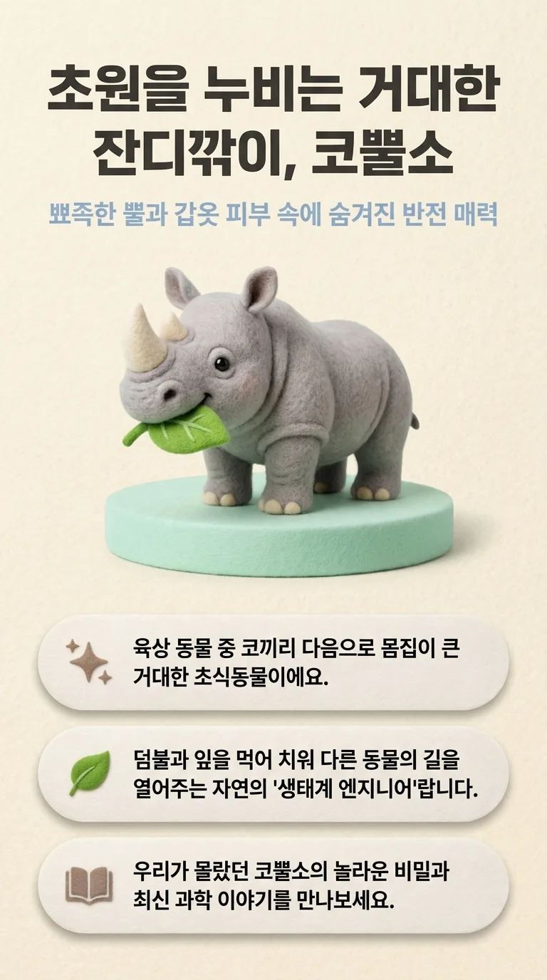초원을 누비는 거대한 잔디깎이, 코뿔소 — 뾰족한 뿔과 갑옷 피부 속에 숨겨진 반전 매력