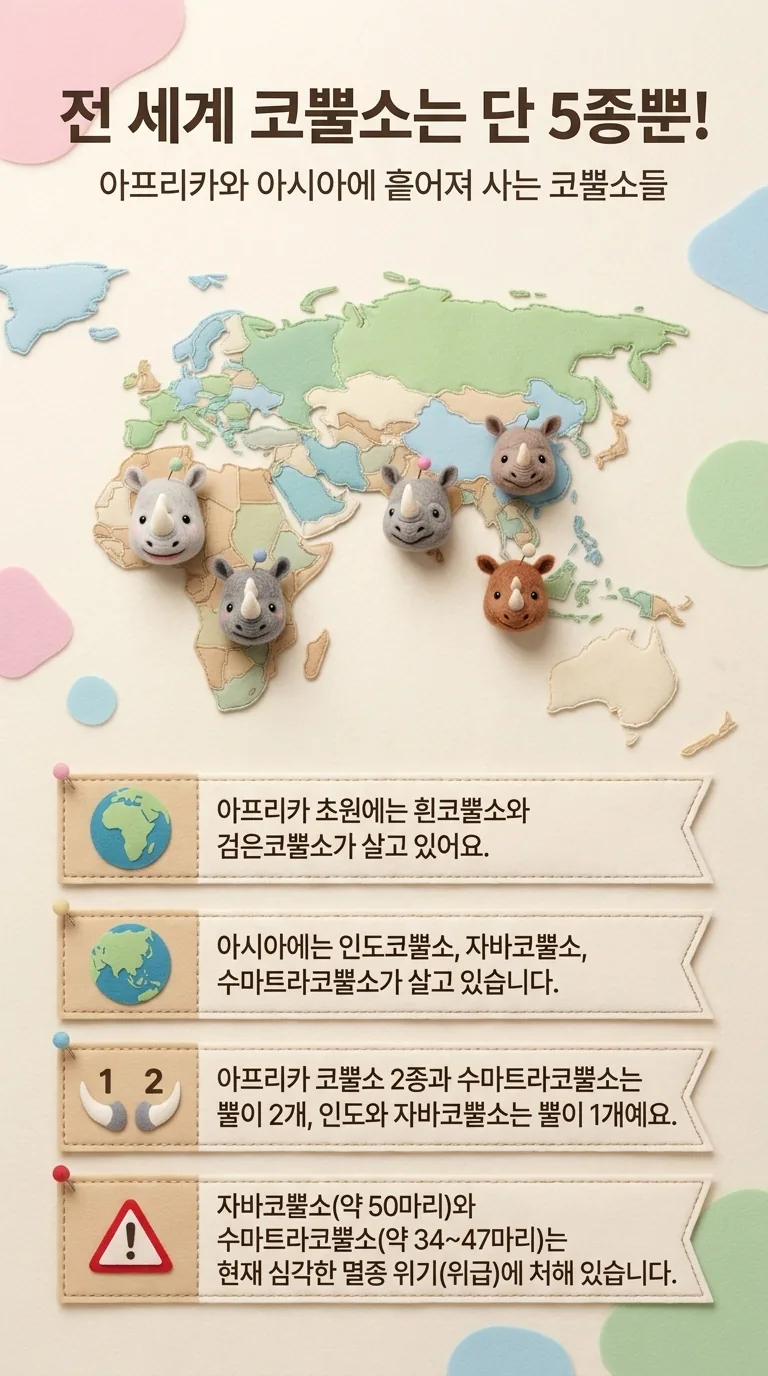 전 세계 코뿔소는 단 5종뿐! — 아프리카와 아시아에 흩어져 사는 코뿔소들