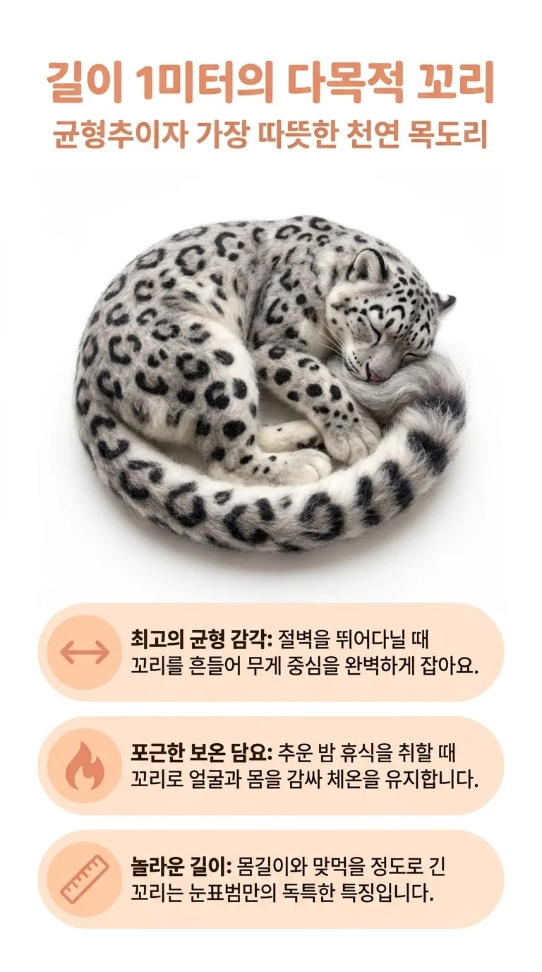 길이 1미터의 다목적 꼬리 — 균형추이자 가장 따뜻한 천연 목도리 — 최고의 균형 감각 / 포근한 보온 담요 / 놀라운 길이