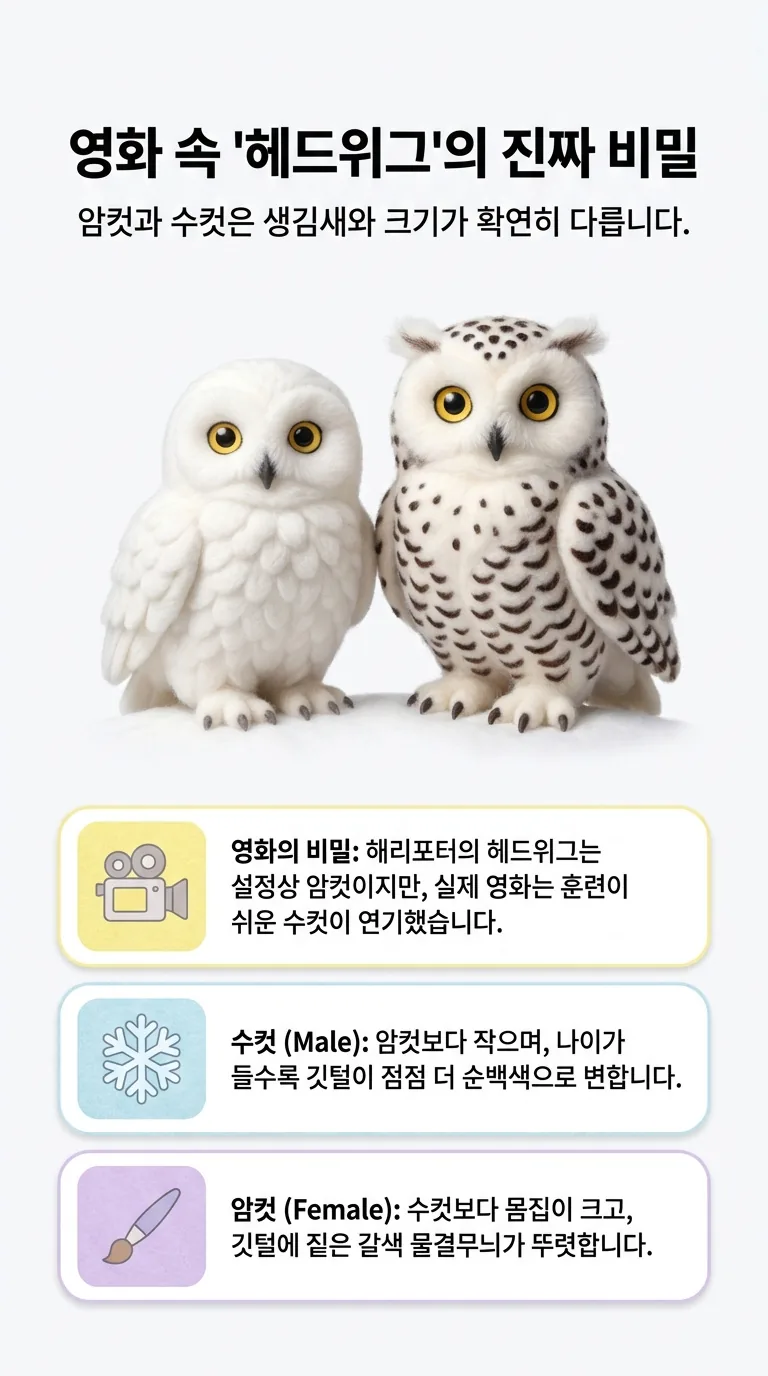 영화 속 '헤드위그'의 진짜 비밀 — 암컷과 수컷은 생김새와 크기가 확연히 다릅니다. — 영화의 비밀 / 수컷 (Male) / 암컷 (Female)