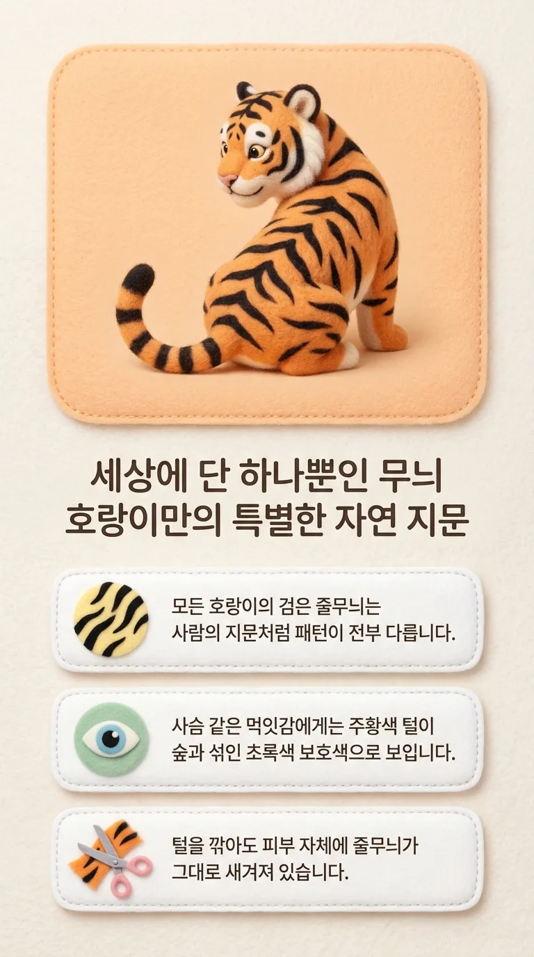 세상에 단 하나뿐인 무늬 호랑이만의 특별한 자연 지문
