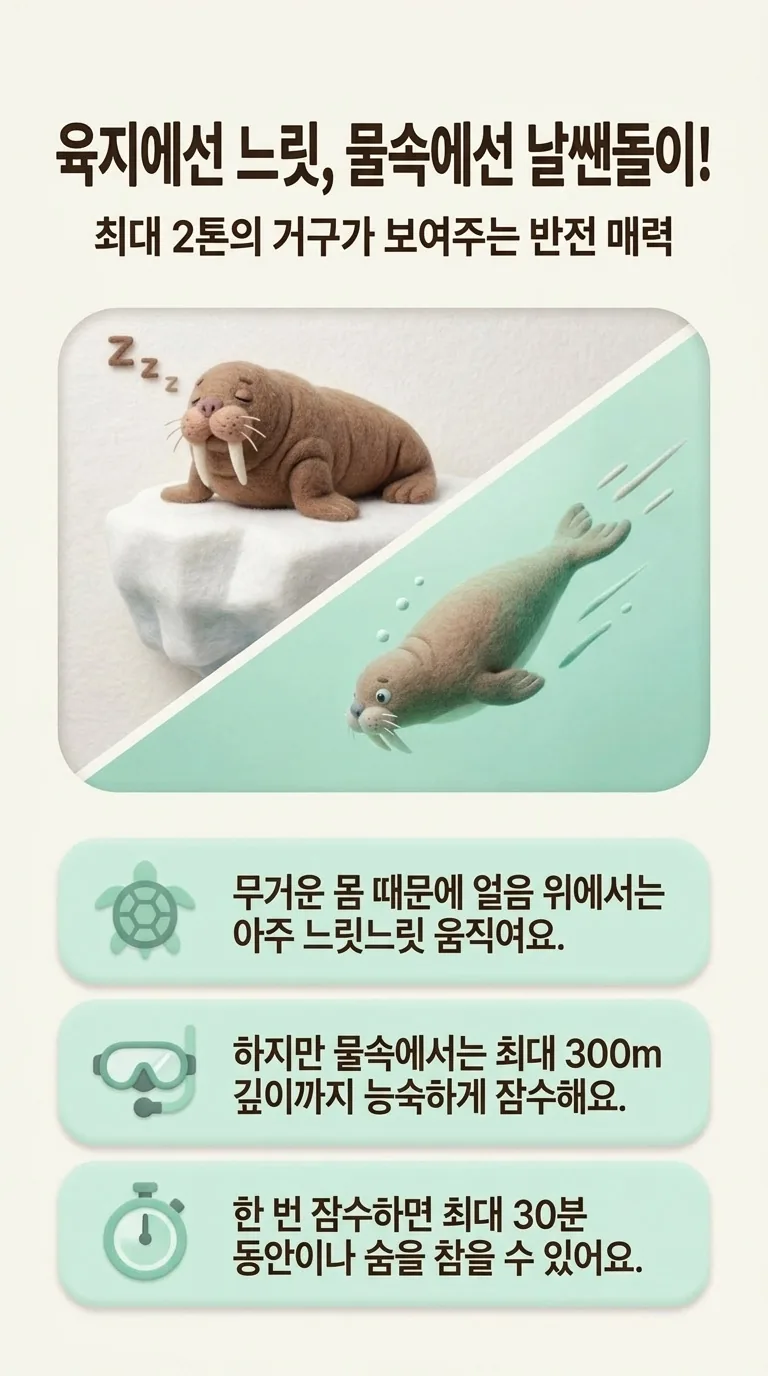 육지에선 느릿, 물속에선 날쌘돌이! — 최대 2톤의 거구가 보여주는 반전 매력