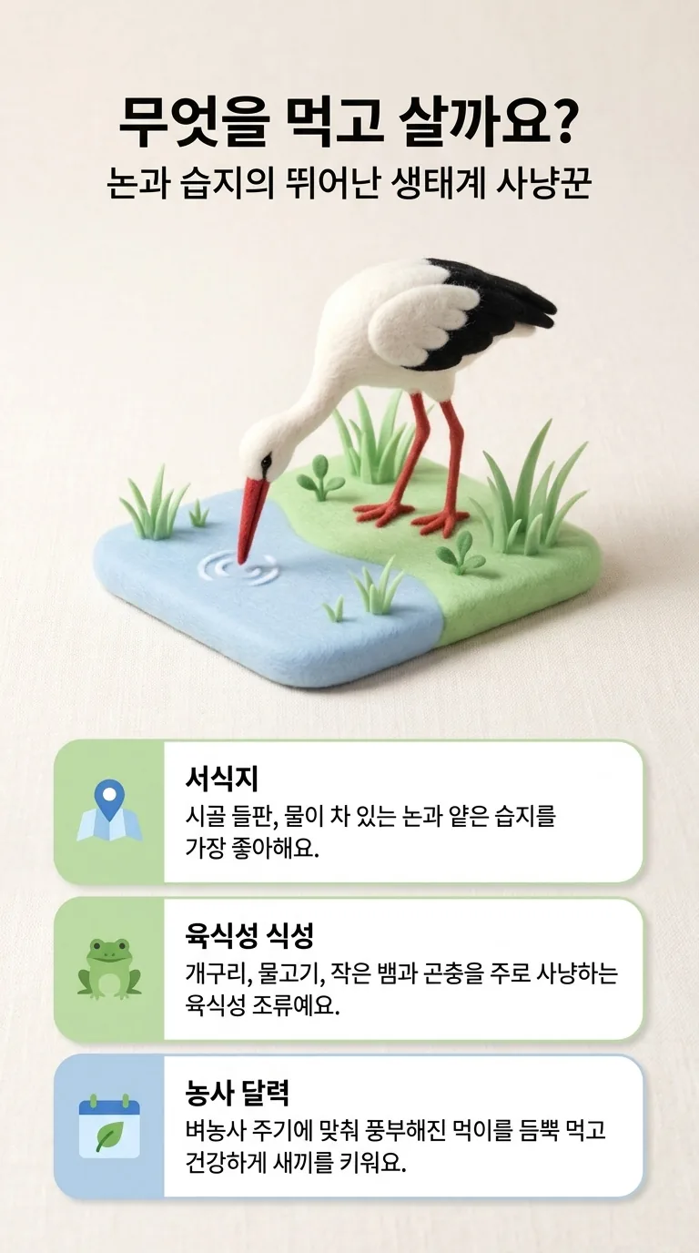 무엇을 먹고 살까요? — 논과 습지의 뛰어난 생태계 사냥꾼 — 서식지 / 육식성 식성 / 농사 달력