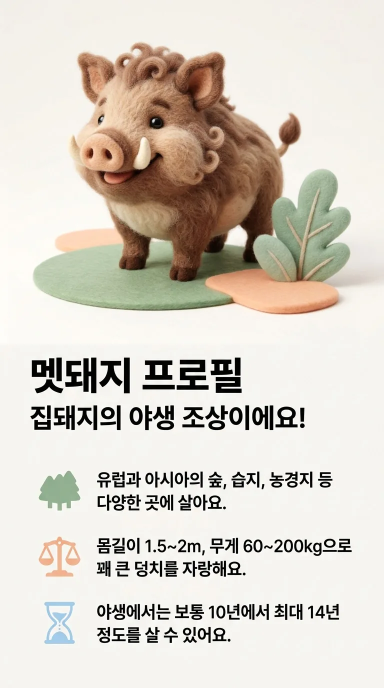 멧돼지 프로필 — 집돼지의 야생 조상이에요!