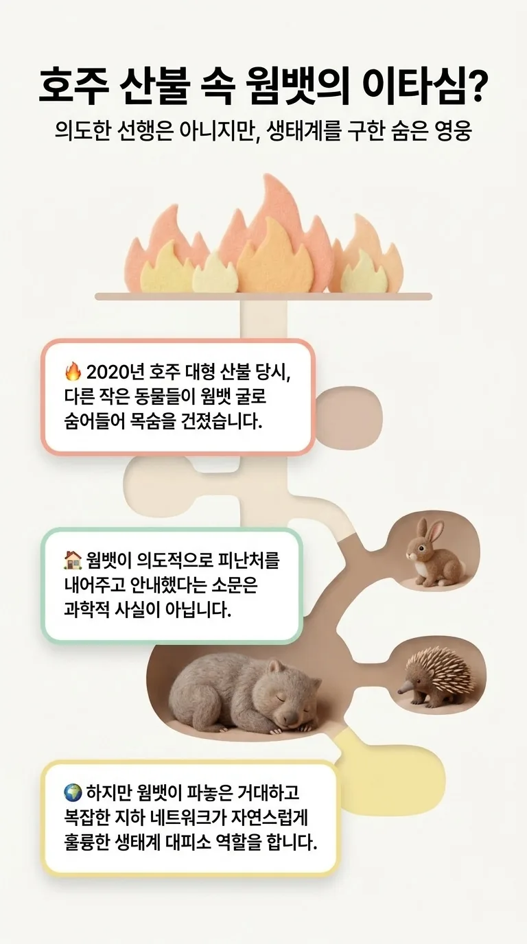 호주 산불 속 웜뱃의 이타심? — 의도한 선행은 아니지만, 생태계를 구한 숨은 영웅